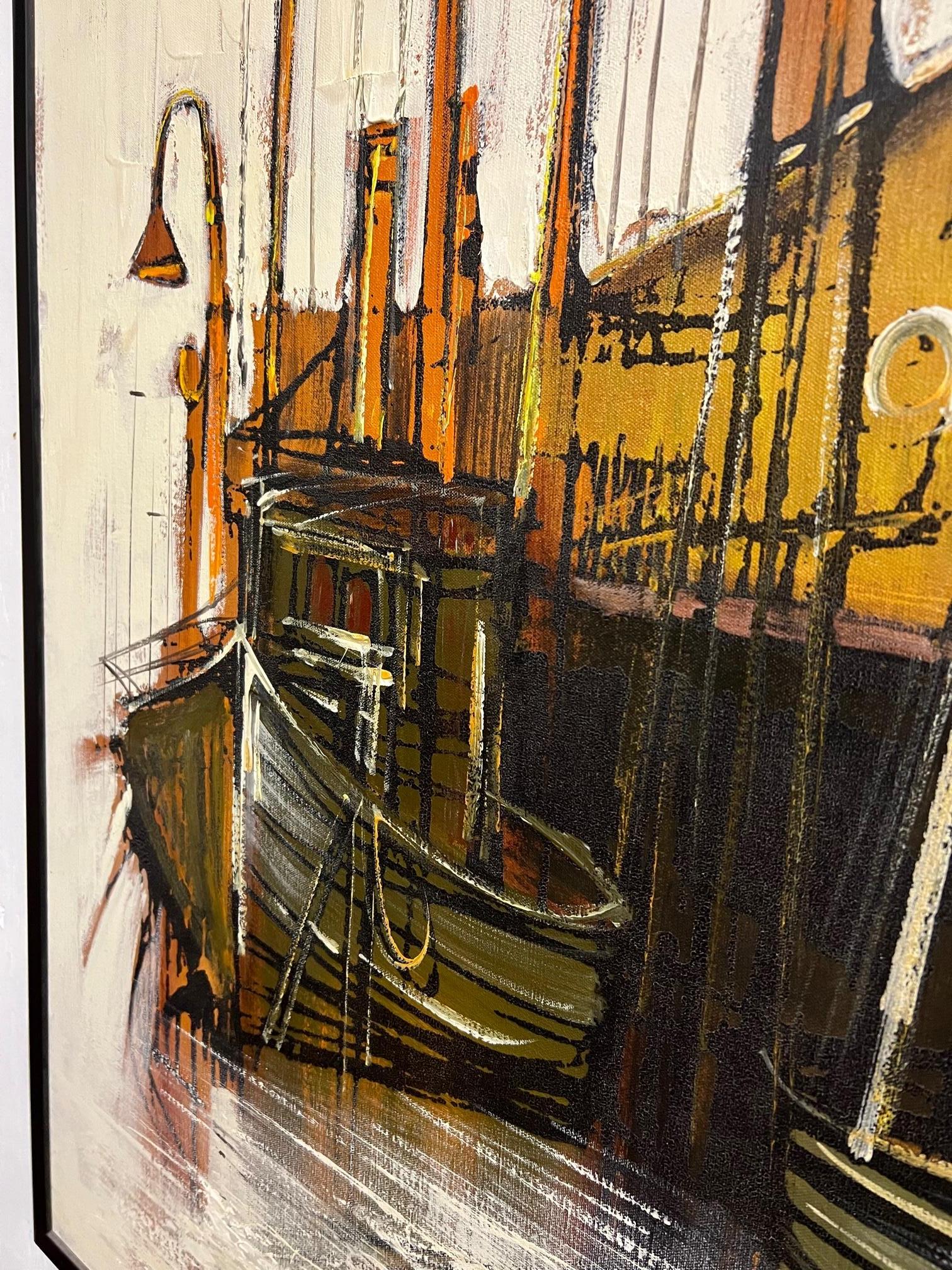 North American Mid-Century Modern Oil Painting Lee Reynolds San Francisco Fisherman's Wharf