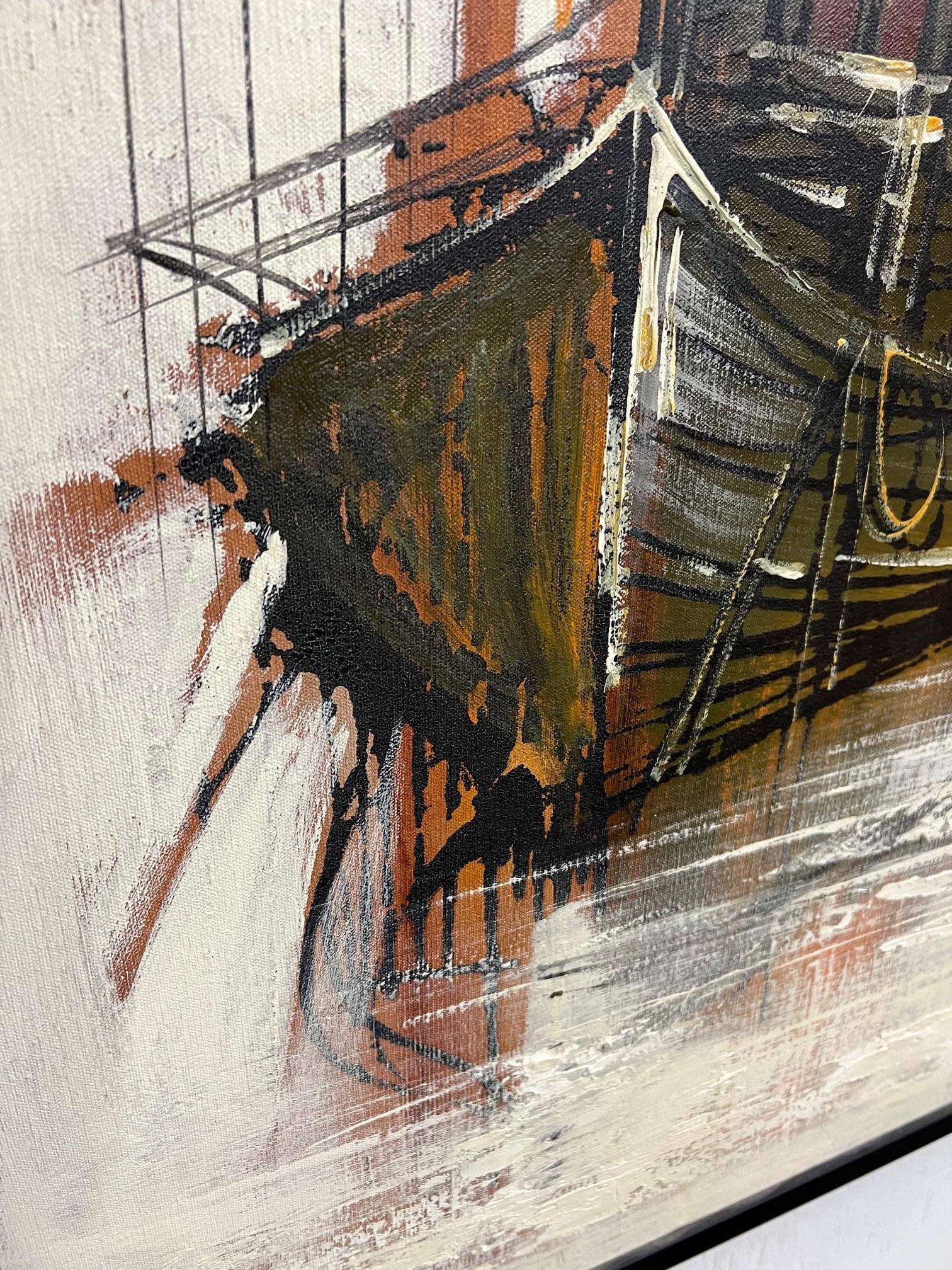 Canvas Mid-Century Modern Oil Painting Lee Reynolds San Francisco Fisherman's Wharf