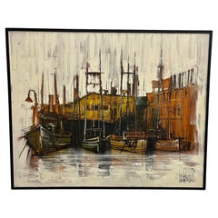 Mid-Century Modern Oil Painting Lee Reynolds San Francisco Fisherman's Wharf