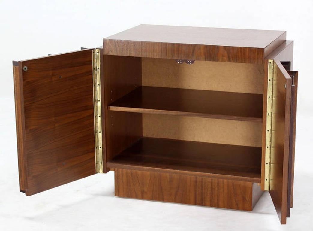 20th Century Mid Century Modern Oiled Walnut Brutalist  Night Stand End Table Double Door  For Sale