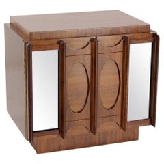 Mid Century Modern Oiled Walnut Brutalist  Night Stand End Table Double Door 