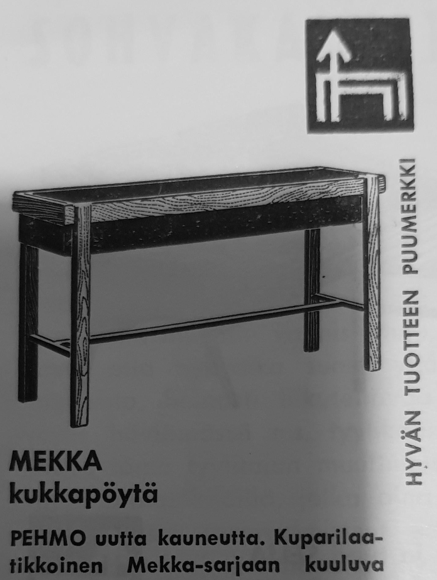 Moderner Oiva Parviainen Mekka-Blumentisch aus der Mitte des Jahrhunderts, Kupfer und Teakholz, 1960er Jahre im Angebot 6