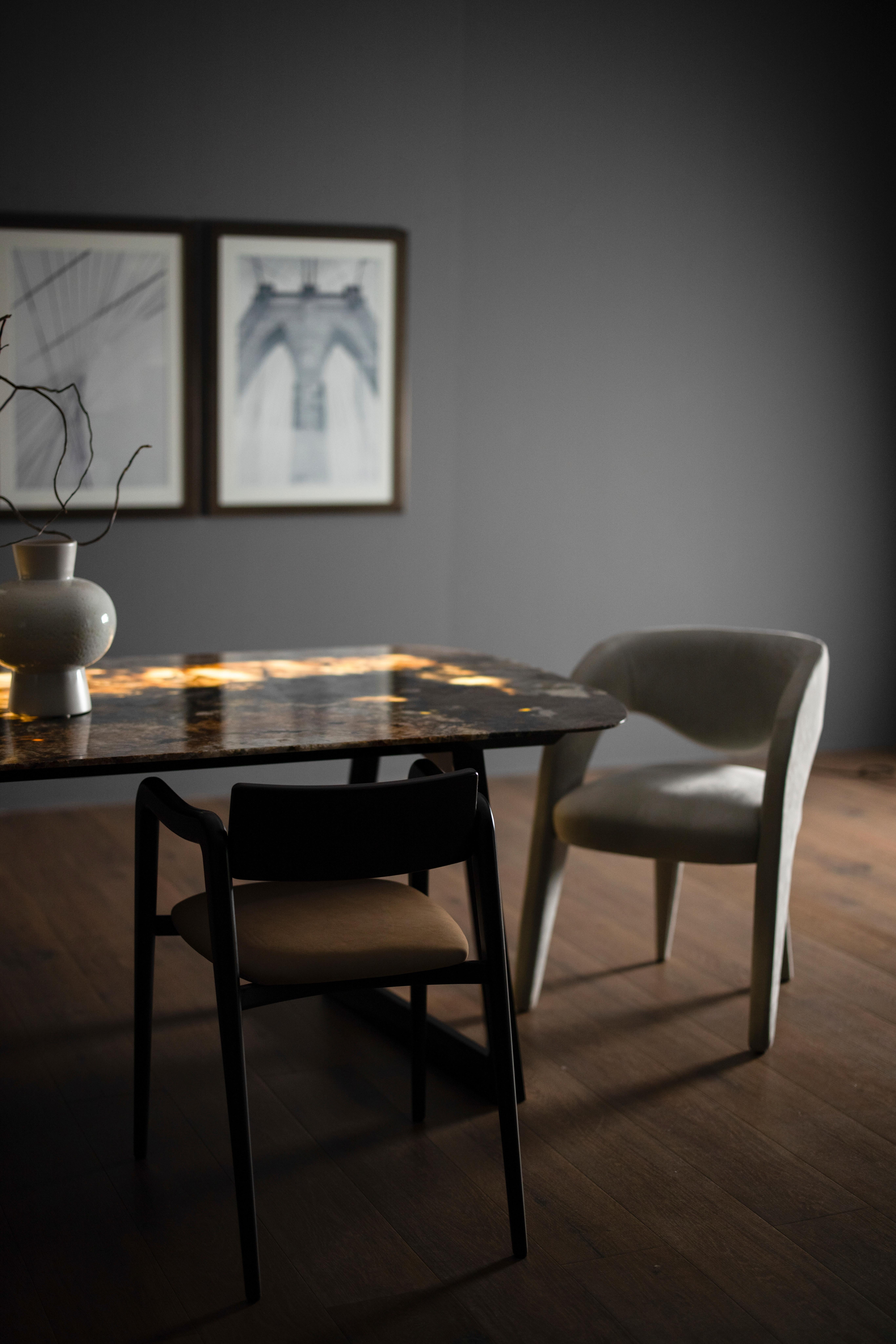 Table de salle à manger Olisippo moderne du milieu du siècle, laiton, Oak Oak, Handmade by Greenapple en vente 5
