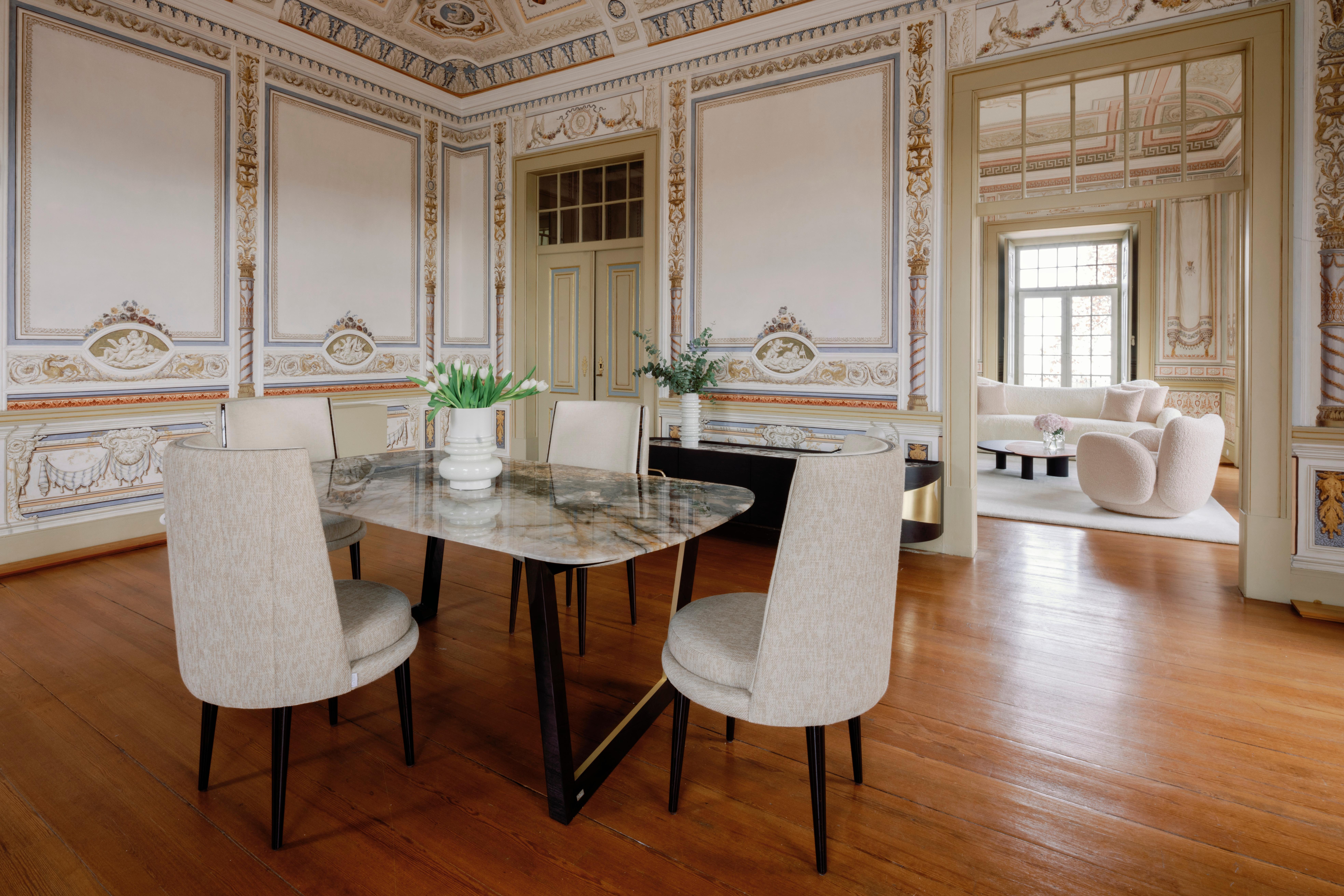 Table de salle à manger Olisippo moderne du milieu du siècle, laiton, Oak Oak, Handmade by Greenapple en vente 7