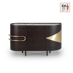 Mid-Century Modern Olival Bar Cabinet, Calacatta Marble Handmade Greenapple Mid-Century Modern Olival Bar Cabinet, Calacatta Marble Handmade Greenapple