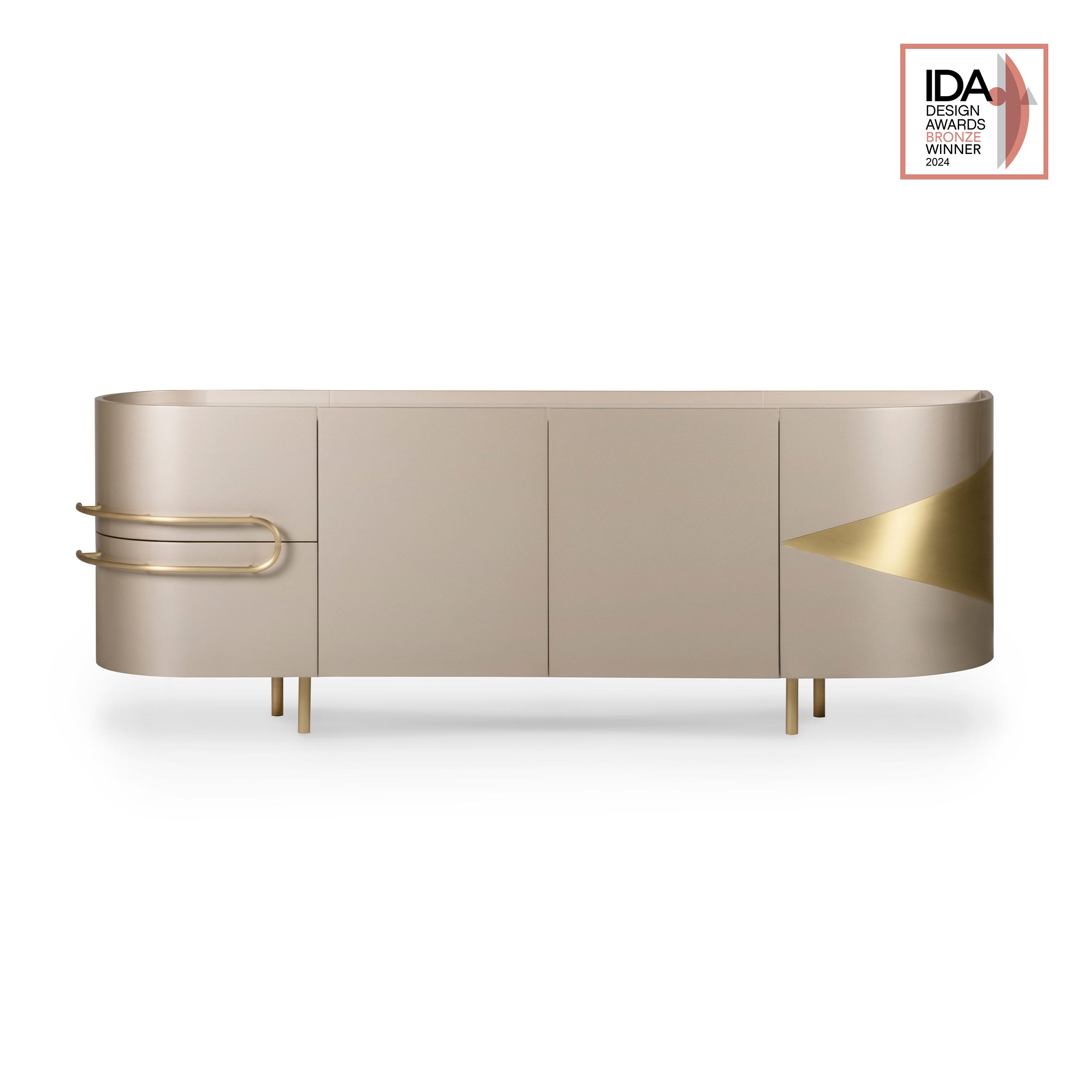 Mid-Century Modern Olival Sideboard, Onyx Stone Brass, by Greenapple