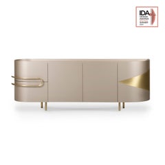 Mid-Century Modern Olival Sideboard, Onyx Stone Brass, by Greenapple