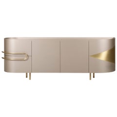 Mid-Century Modern Olival Sideboard, Onyx Stone Brass, Handmade by Greenapple