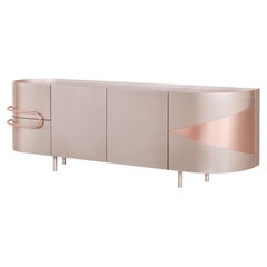 Mid-Century Modern Olival Sideboard, Rose Gold, Onyx, Handmade by Greenapple