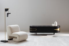 Aparador moderno de mediados de siglo Olival Mueble para TV, mármol, hecho a mano por Greenapple