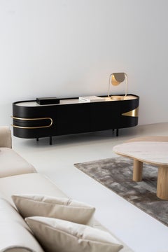 Mid-Century Modern Olival Marble TV Cabinet, Calacatta Bianco, by Greenapple