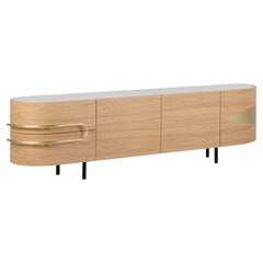 Mid-Century Modern Olival Sideboard TV Cabinet, Marble, Handmade by Greenapple