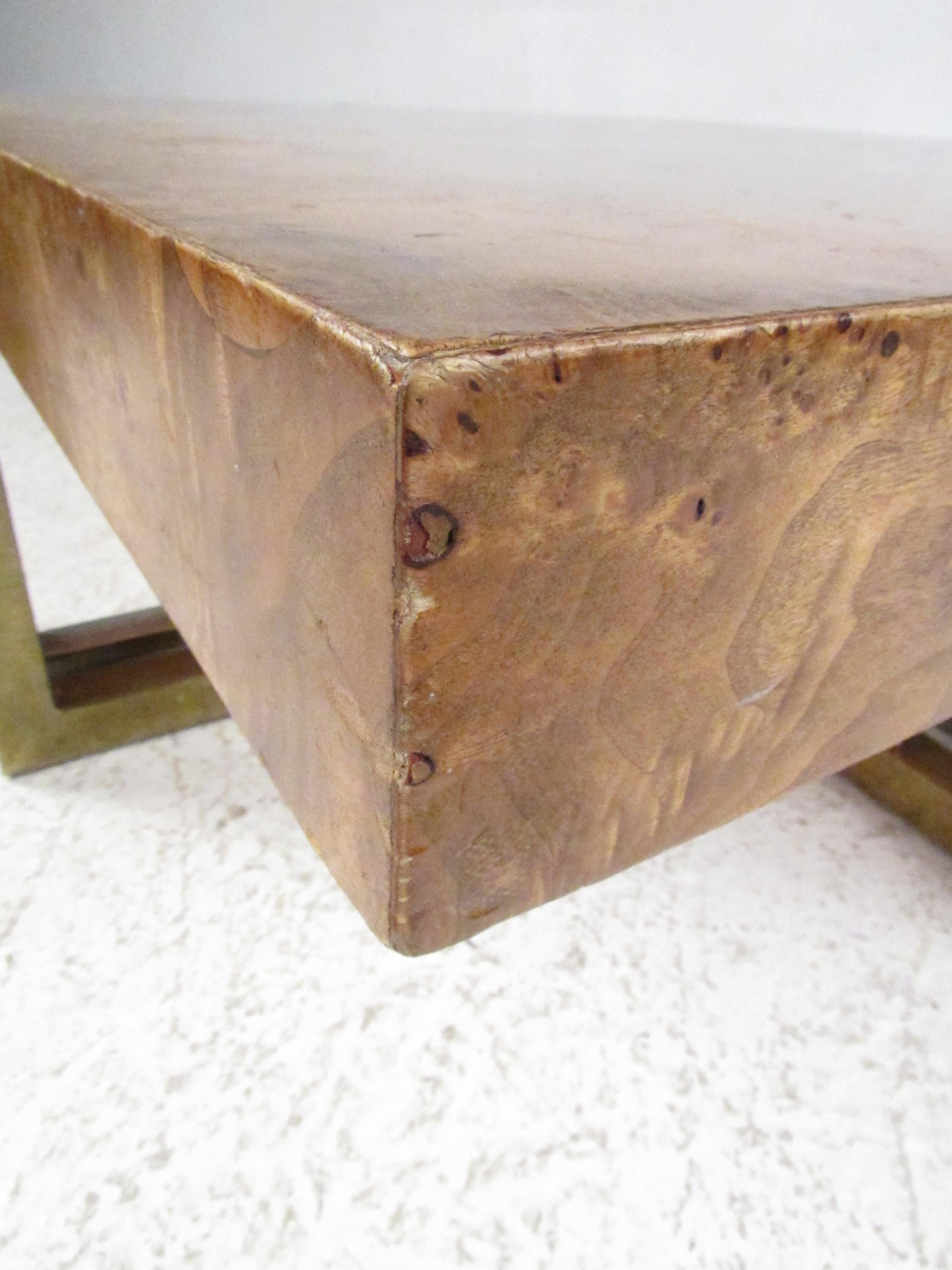 Late 20th Century Mid-Century Modern Olive Burl Coffee Table For Sale