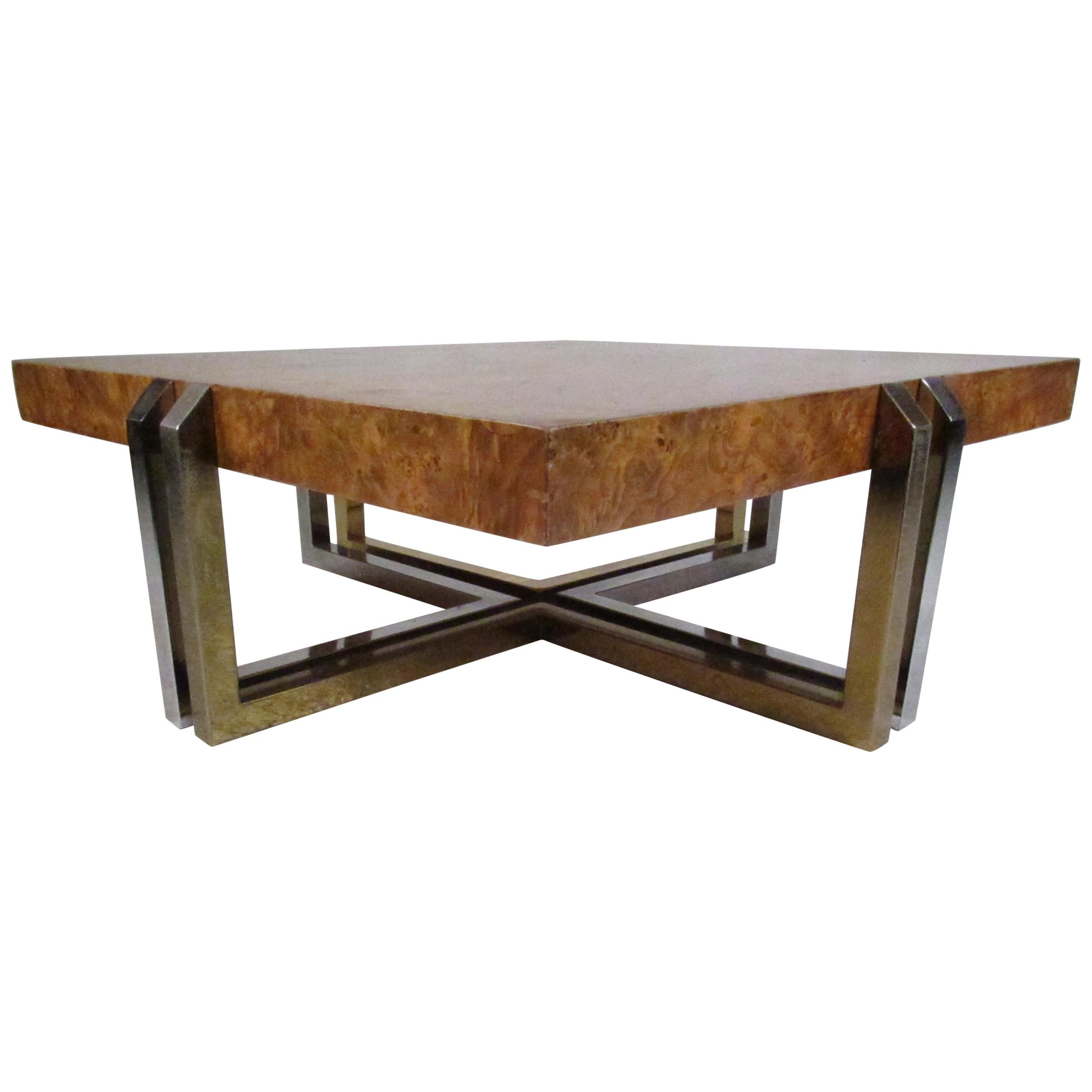 Mid-Century Modern Olive Burl Coffee Table For Sale