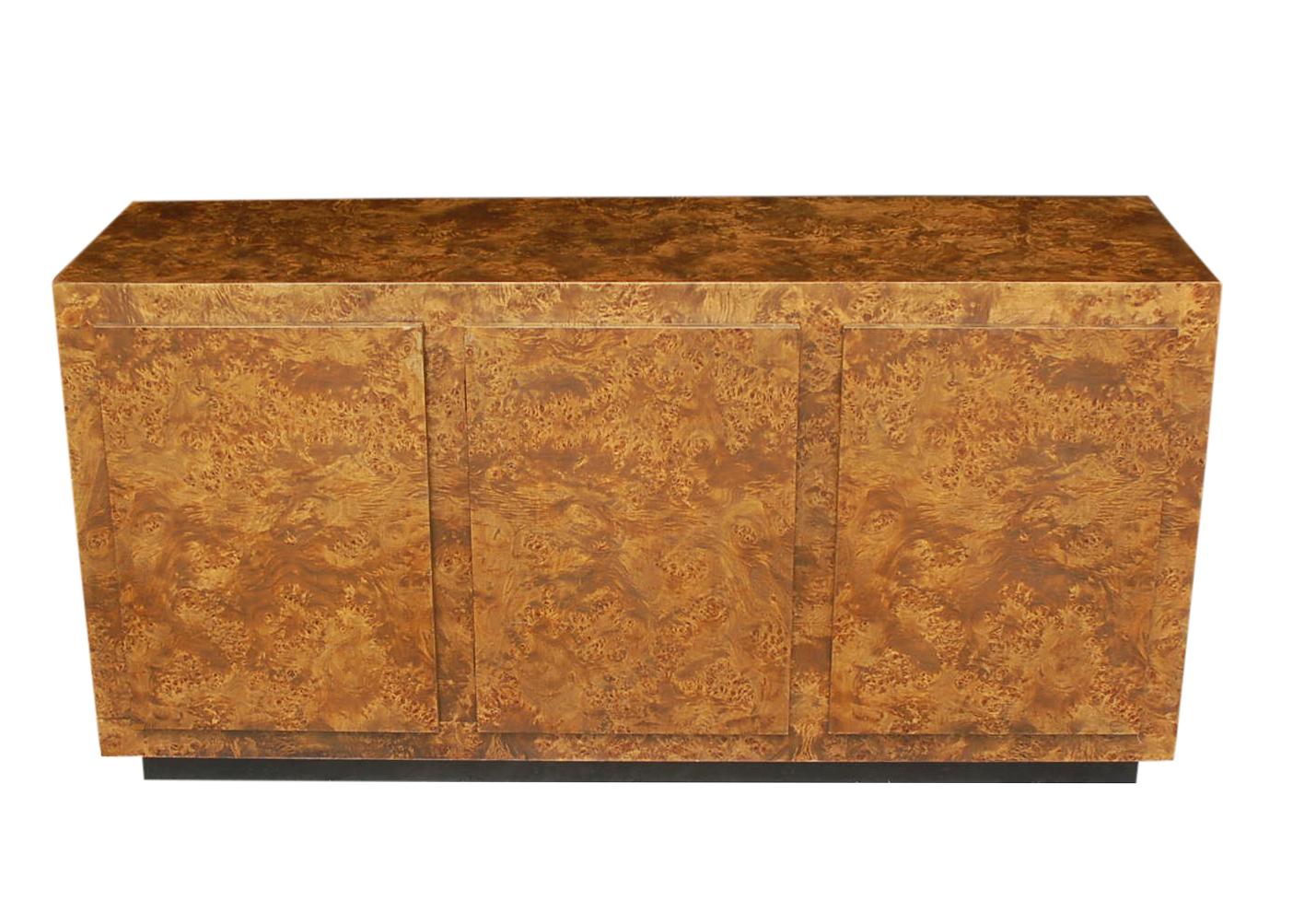 Mid-20th Century Mid-Century Modern Olive Burl Credenza or Cabinet after Milo Baughman