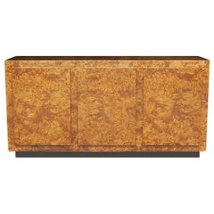 Mid-Century Modern Olive Burl Credenza or Cabinet after Milo Baughman