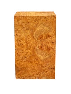 Mid-Century Modern Olive Burl Pedestal or Side Table after Milo Baughman