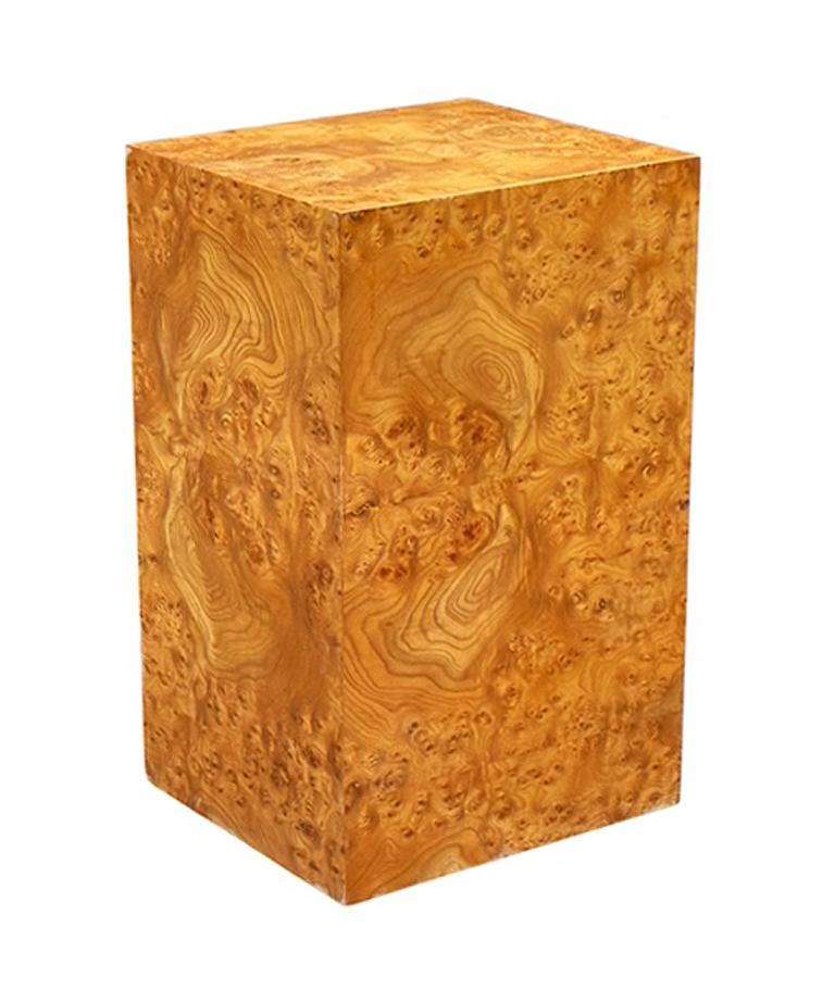 American Mid-Century Modern Olive Burl Pedestal or Side Table after Milo Baughman For Sale