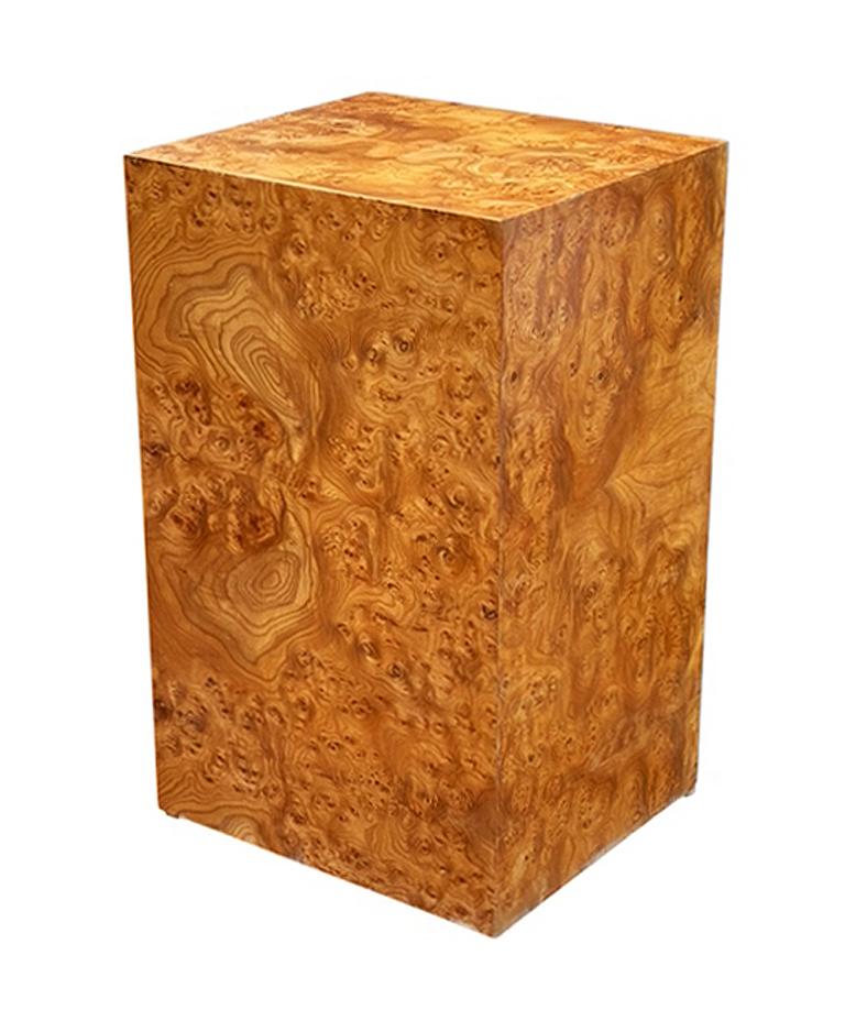 Late 20th Century Mid-Century Modern Olive Burl Pedestal or Side Table after Milo Baughman For Sale
