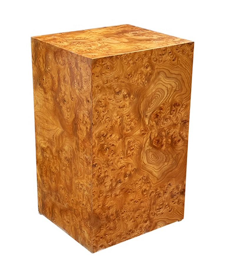 Mid-Century Modern Olive Burl Pedestal or Side Table after Milo Baughman For Sale 3