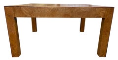 Mid Century Modern Olive Burl Square Coffee Parsons Table Made in Italy
