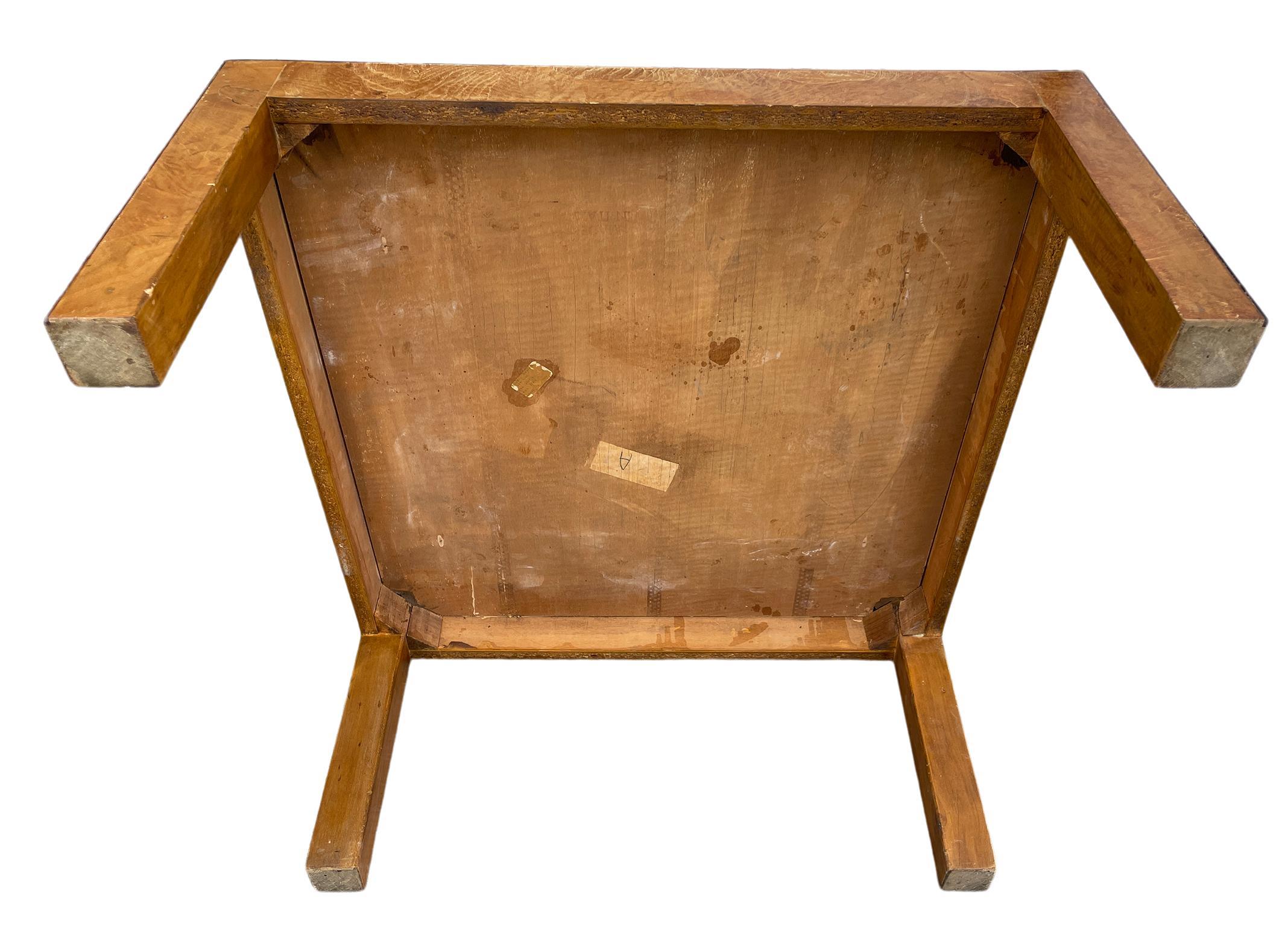 Mid-20th Century Mid Century Modern Olive Burl Square Coffee Parsons Table Made in Italy For Sale