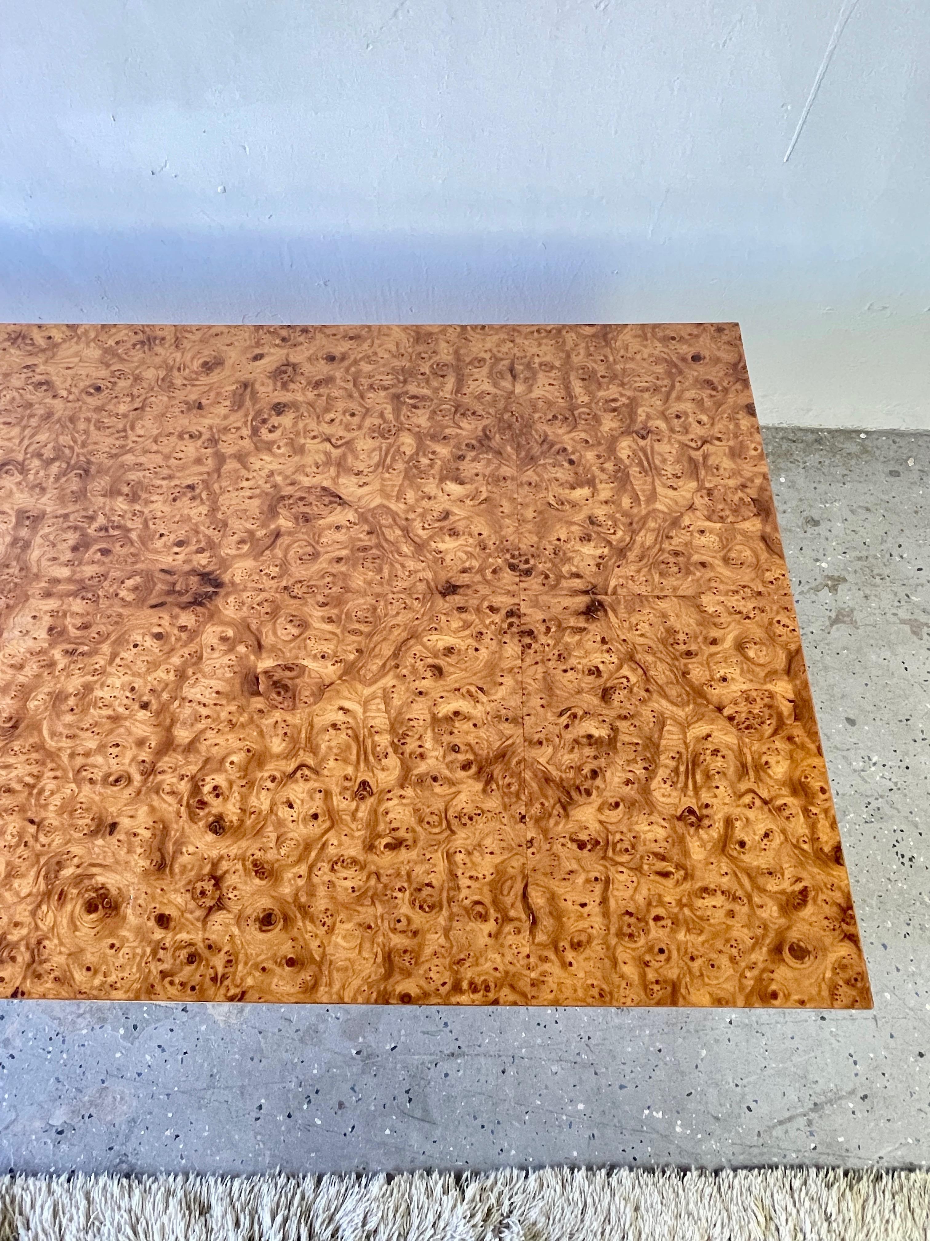 Mid-Century Modern Olive Burl Wood Coffee Table Manner of Milo Baughman Burlwood 3
