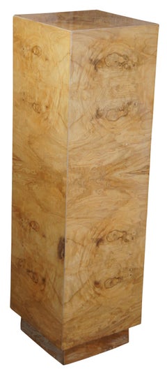 Mid-Century Modern Olive Burled Sculpture Display Pedestal Stand MCM