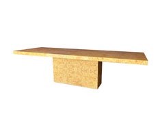 Mid-Century Modern Olive Burlwood Pedestal Dining Table, 9 Feet