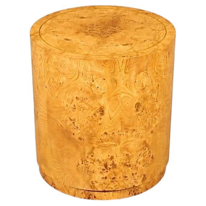 Newly Refinished - Mid Century Modern Olive Burlwood Pedestal Side Table