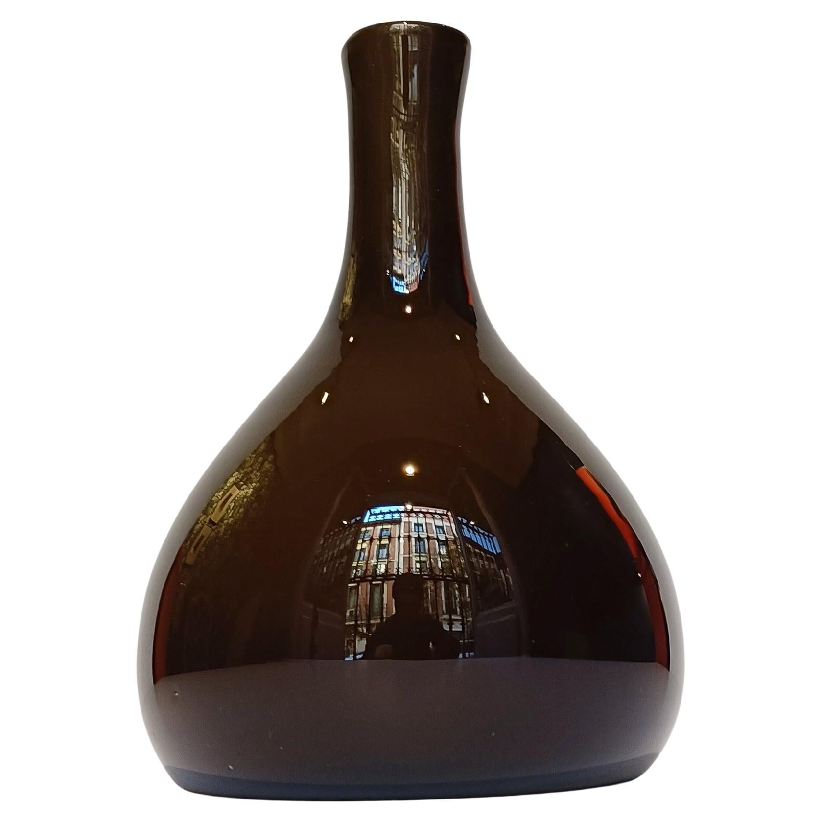 Mid Century Modern Olive Green Murano Cased Glass Vase, Italy, 1960s