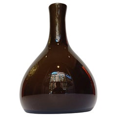 Mid Century Olive Green Murano Cased Glass Vase, Italy, 1960s
