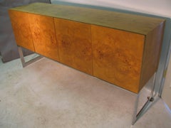 Mid-Century Modern Olive Wood Floating Credenza by Milo Baughman