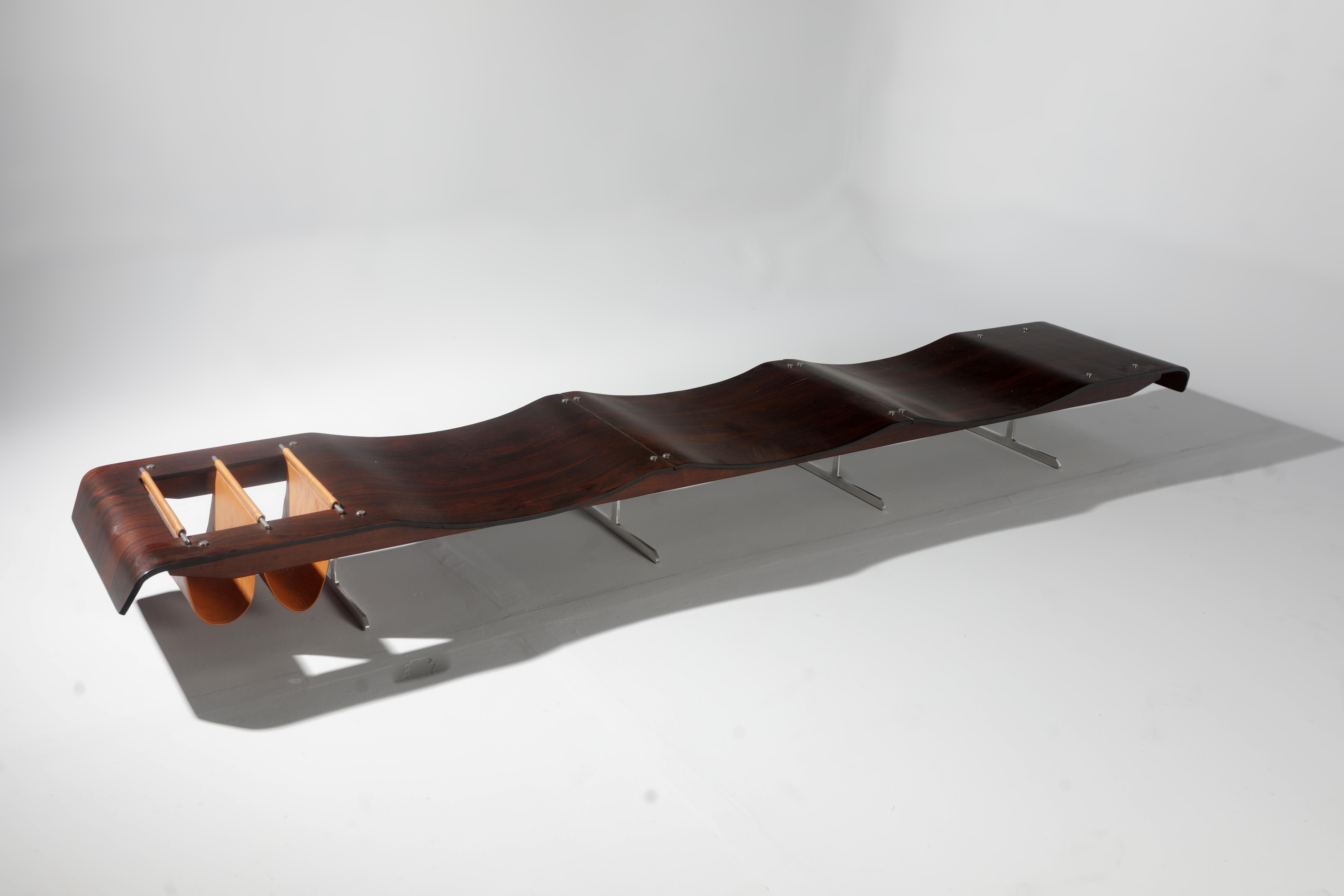 Varnished Mid-Century Modern Onda Bench by Jorge Zalszupin, Brazil, 1960s