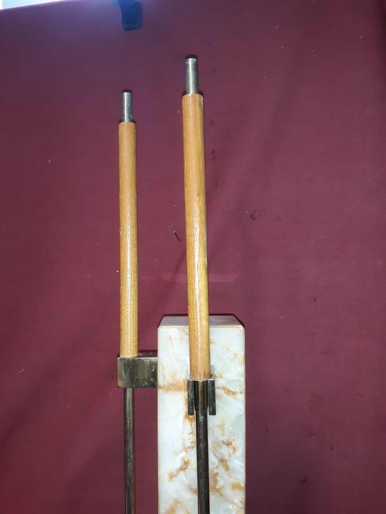 Mid-Century Modern Onyx and Brass Fireplace Tools 3