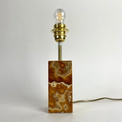 Moderne Onyx- und Messing-Tischlampe aus der Mitte des Jahrhunderts - 1960er Jahre