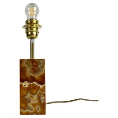 Lampada da tavolo moderna di metà secolo in onice e ottone - anni '60