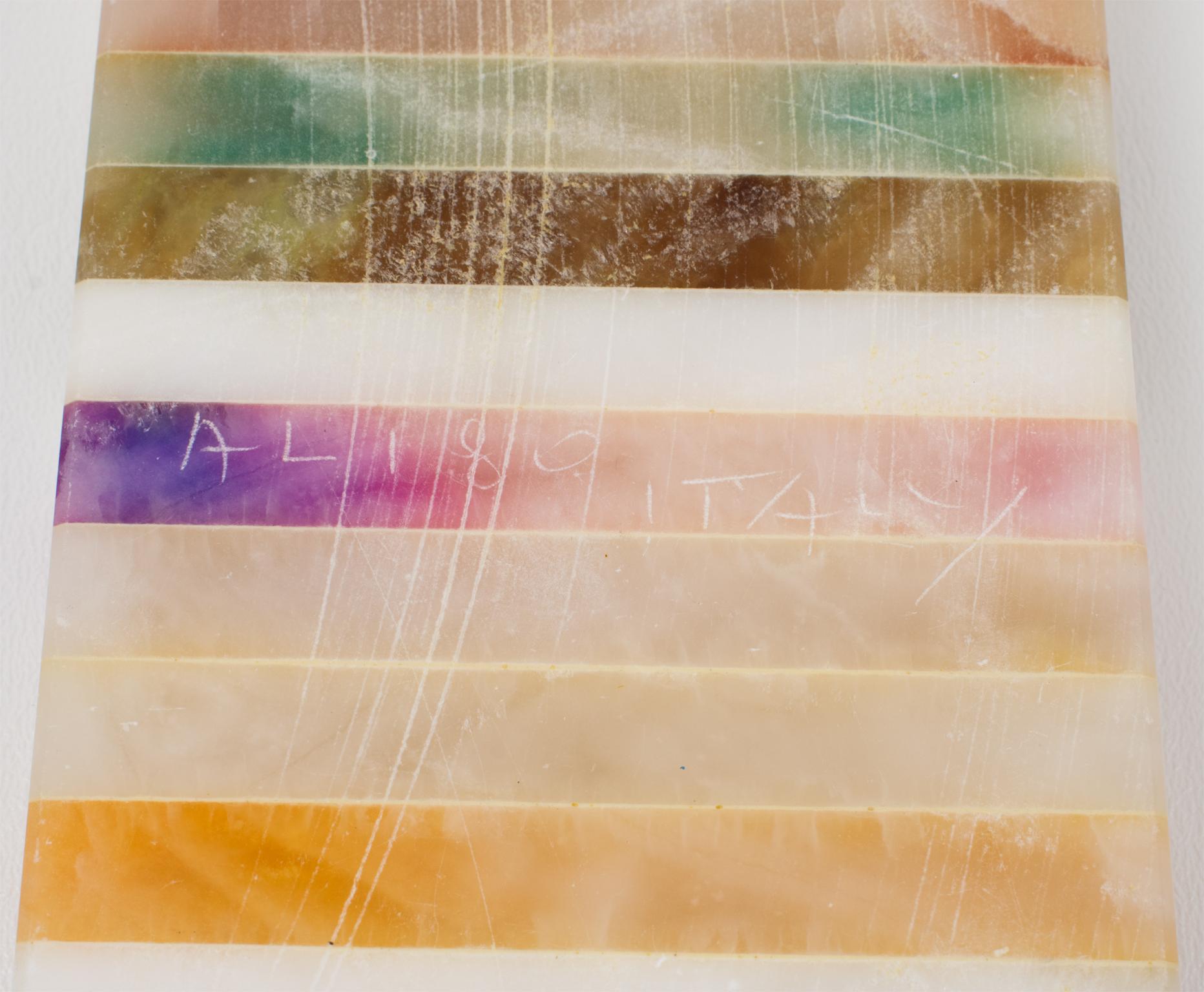 Mid-Century Modern Onyx and Marble Desk Accessory, Box, Pen Holder, Ruler, 3 pc For Sale 11