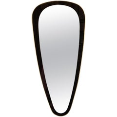 Mid-Century Modern Onyx Painted Reverse Églomisé Brass Wrapped Oval Mirror