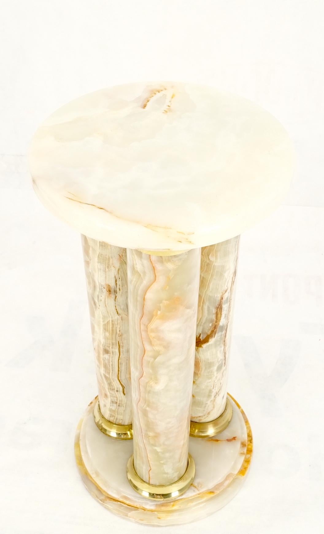 Mid-Century Modern Onyx Tripple Cylinder Base Side Table Stand Pedestal Table For Sale 6