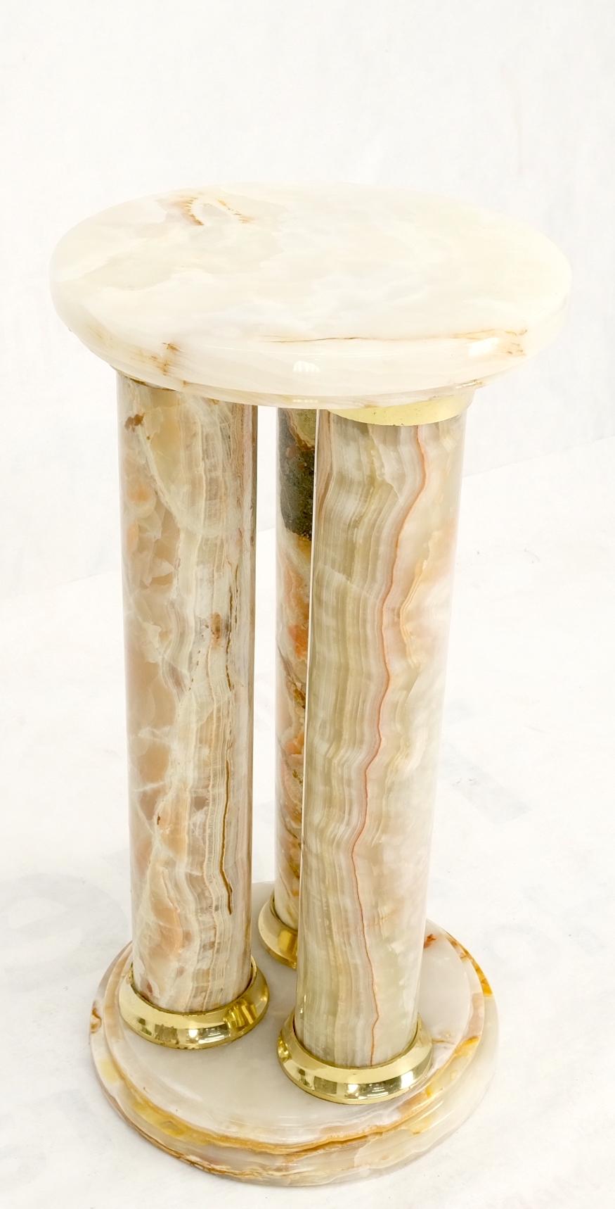 Mid-Century Modern Onyx Tripple Cylinder Base Side Table Stand Pedestal Table For Sale 7