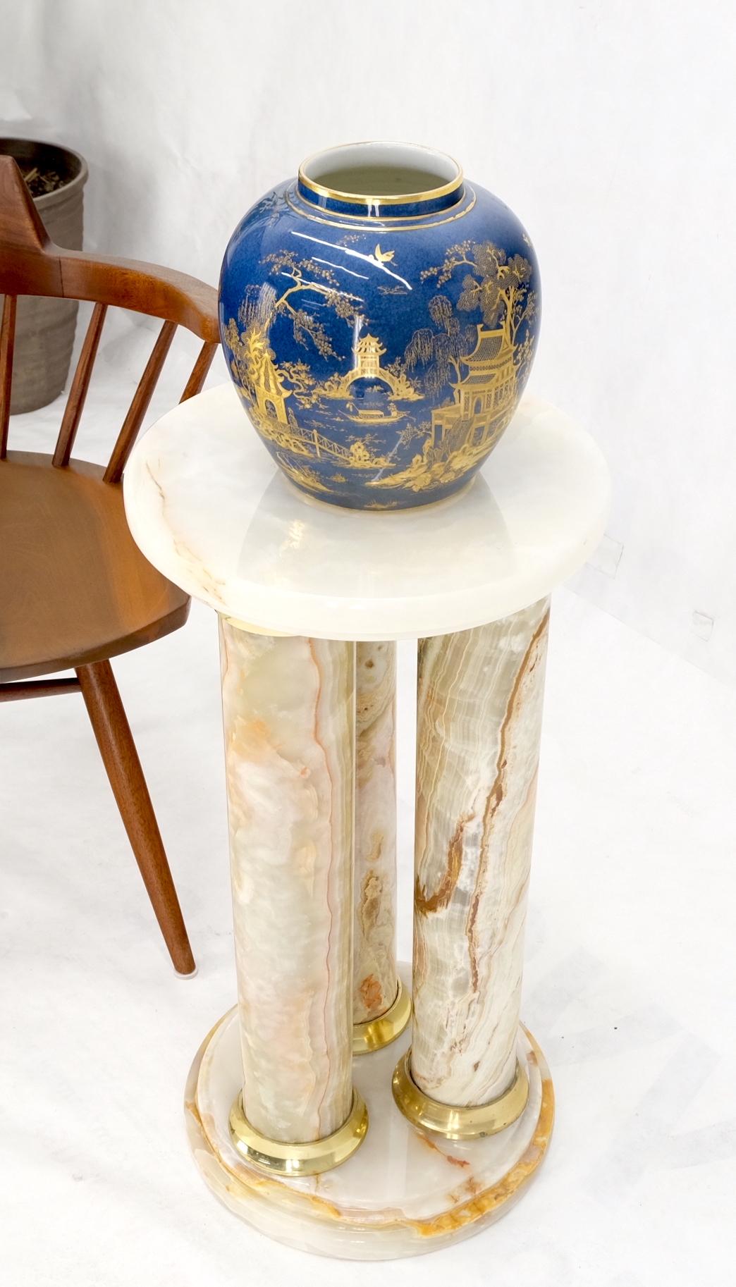 Mid-Century Modern Onyx Tripple Cylinder Base Side Table Stand Pedestal Table For Sale 9