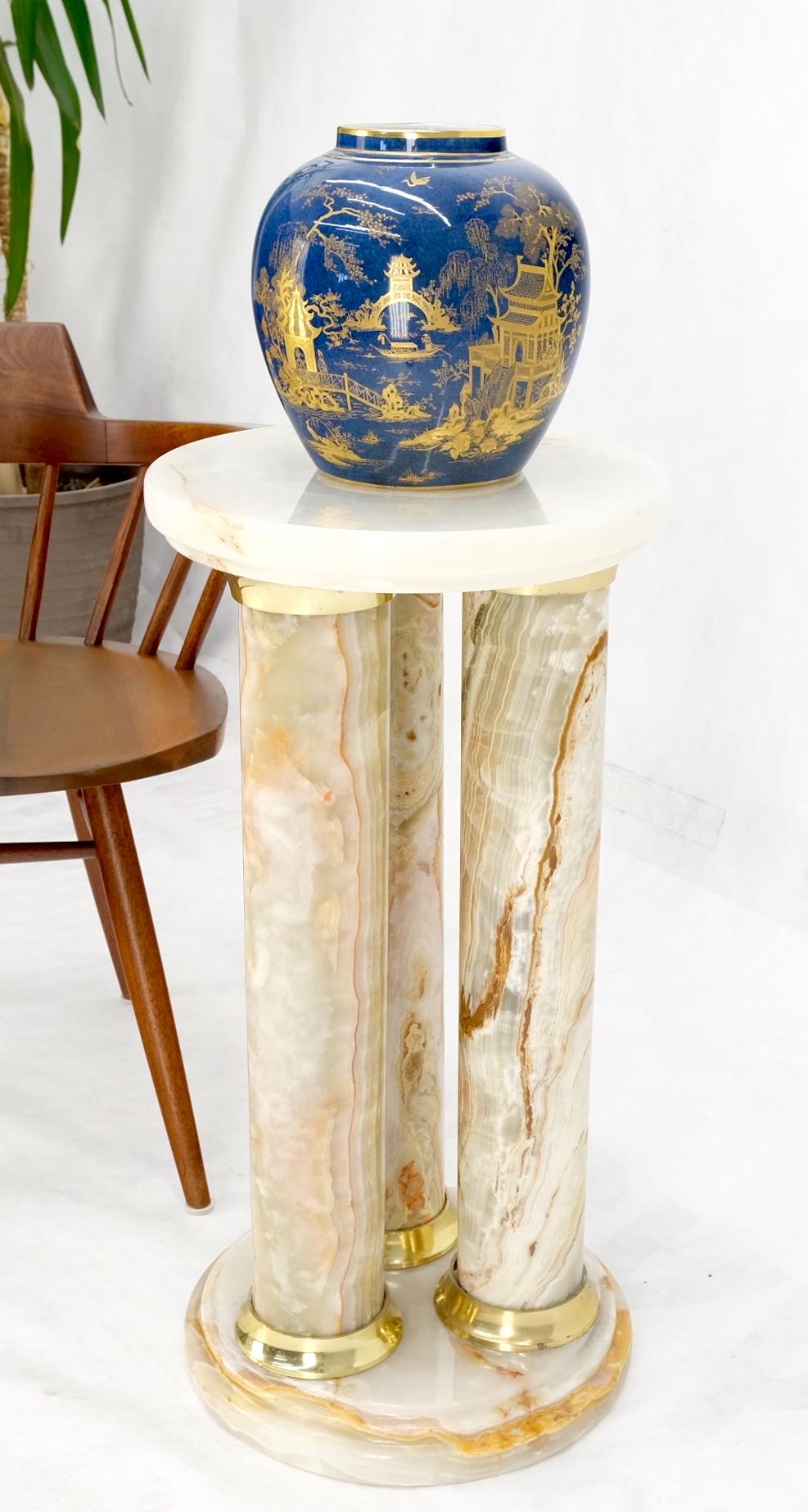 Mid-Century Modern Onyx Tripple Cylinder Base Side Table Stand Pedestal Table For Sale 10