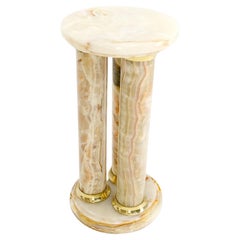 Mid-Century Modern Onyx Tripple Cylinder Base Side Table Stand Pedestal Table