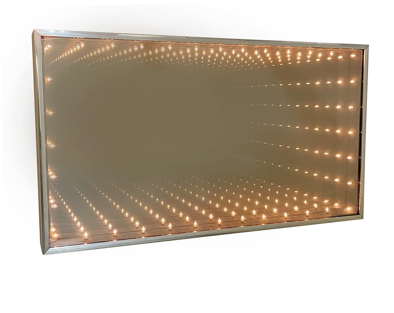 Mid Century Modern Op Art Infinity Wall Mirror Sculpture in Rectangular Form In Good Condition In Philadelphia, PA