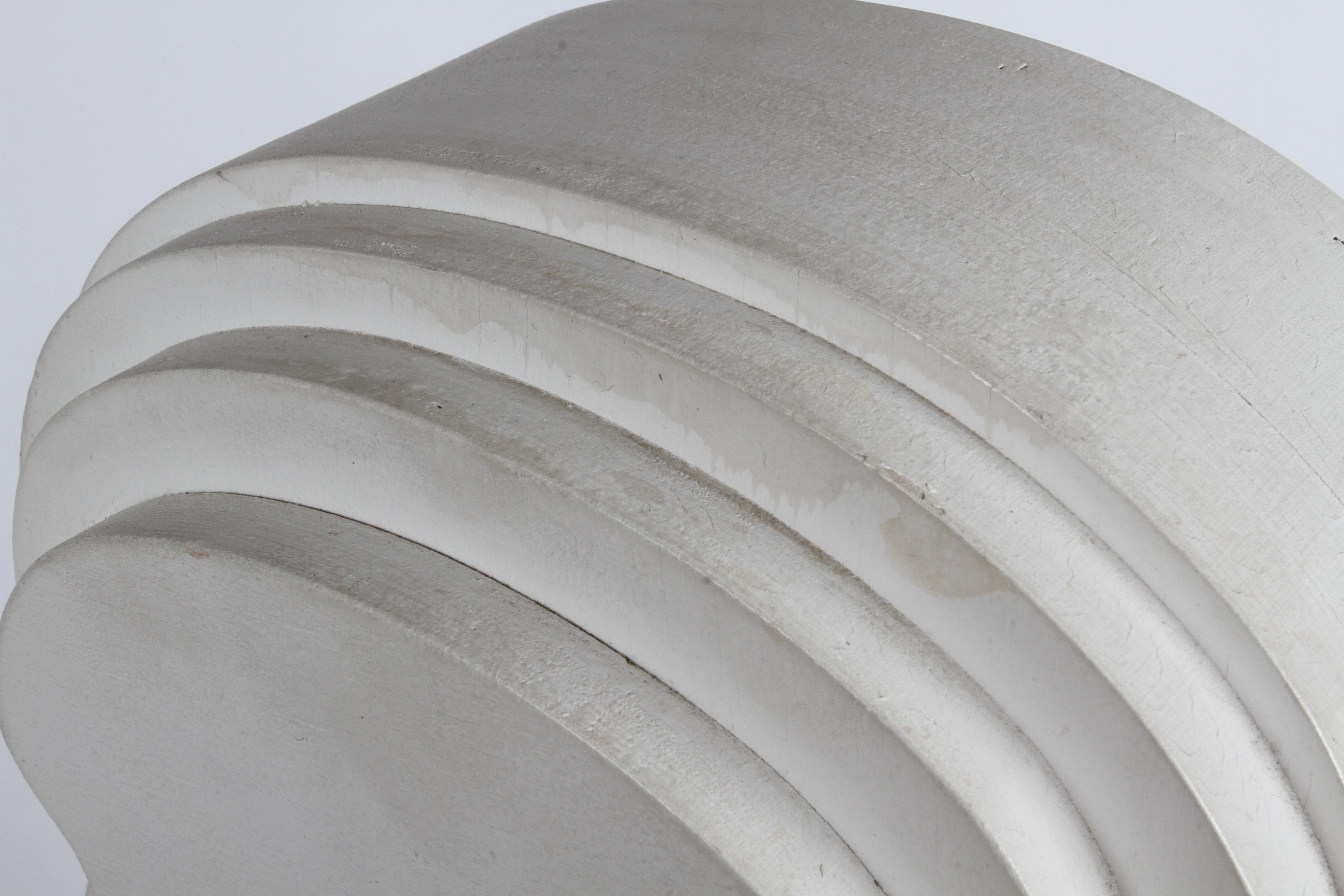 Mid-Century Modern OP-Art White Plywood Bust of Concentric Biomorphic Layers 5