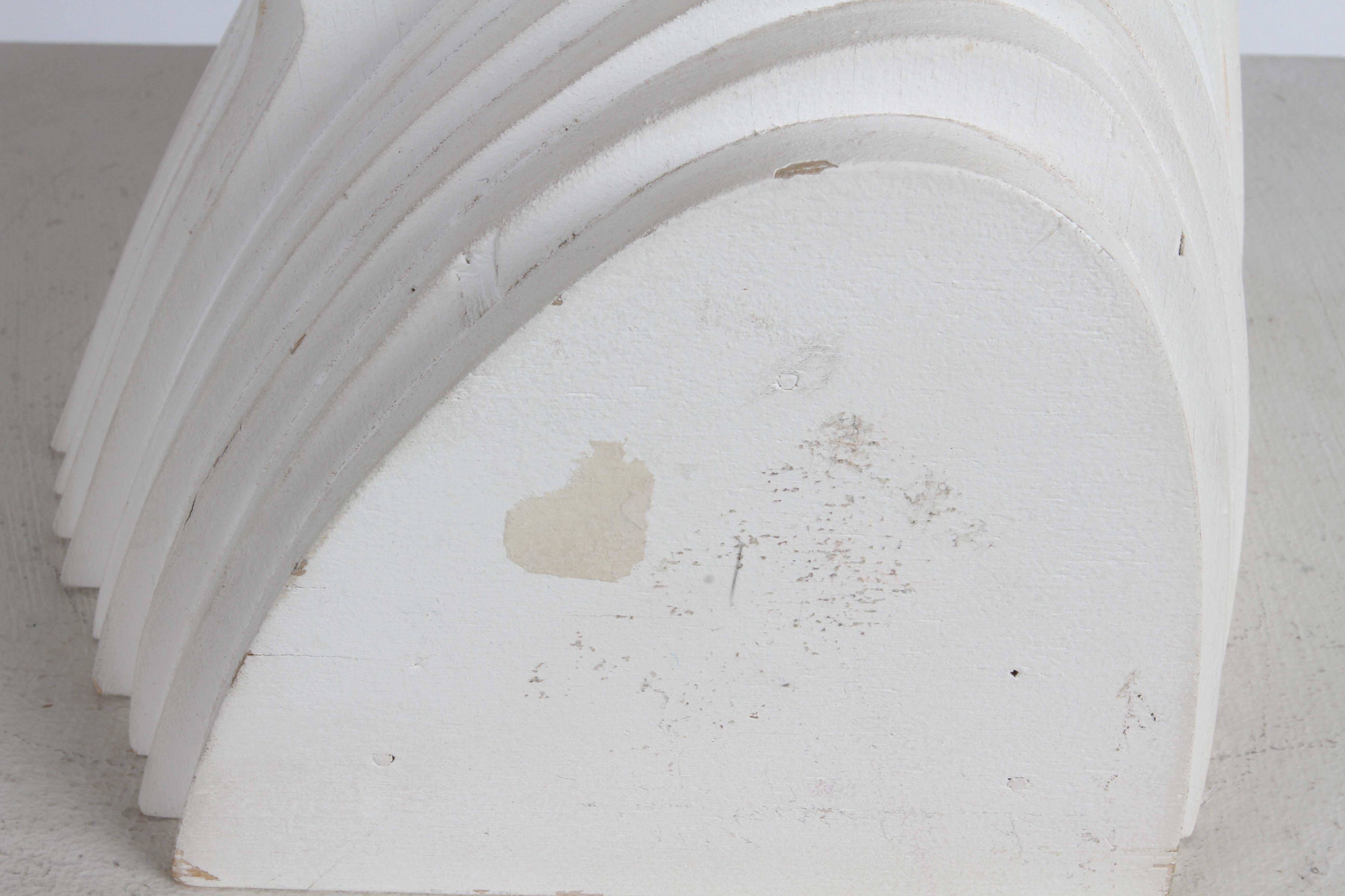 Mid-Century Modern OP-Art White Plywood Bust of Concentric Biomorphic Layers 8