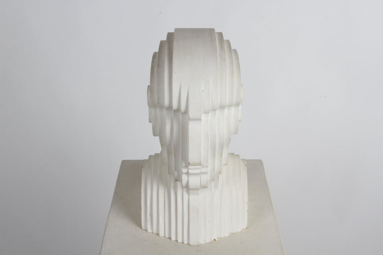 Mid-Century Modern OP-Art White Plywood Bust of Concentric Biomorphic Layers  For Sale 10