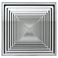 Mid-Century Modern Op Pop Art Square Wall Mirror Silver, 1970s