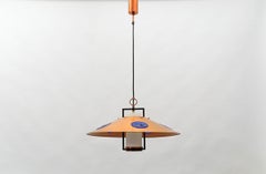 Mid-Century Modern Opal Glass Lamp with Copper Shade and Copper Fixture, 1950s